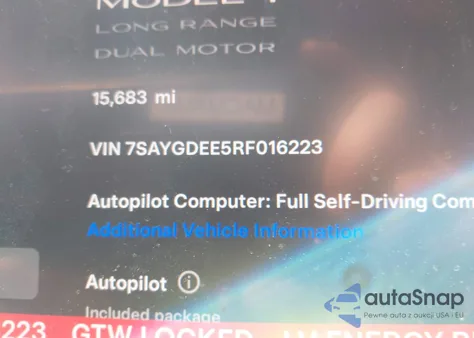 2024 Tesla Model Y Long Range Dual Motor All-Wheel Drive из США, поврежденный, VIN 7SAYGDEE5RF016223